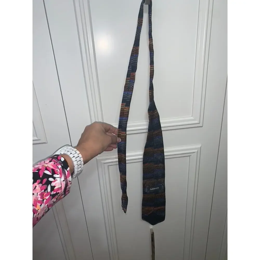 Vintage Ashberry Men's Geometric Striped Necktie‎ Multicolor Adjustable Classic